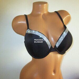 40DD VICTORIA SECRET SWIM Shine Strap Trim Push Up Bikini Top Bling Rhinestones
